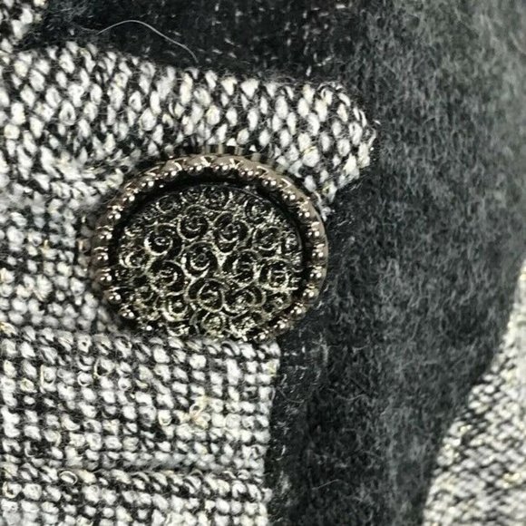 The Pyramid Collection Collared Ruffle Knit Jacket M Asymmetrical Duster Gray - Picture 4 of 10